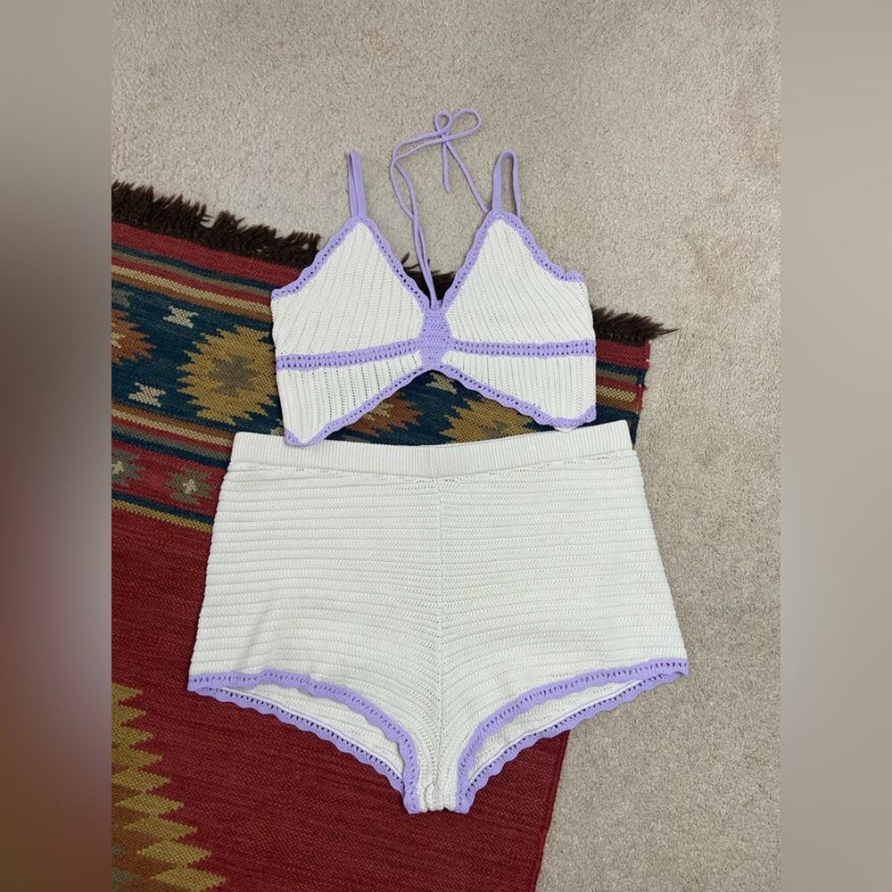 PINK Victoria Secret Crochet Butterfly Top And Shorts Set Size XL/XXL